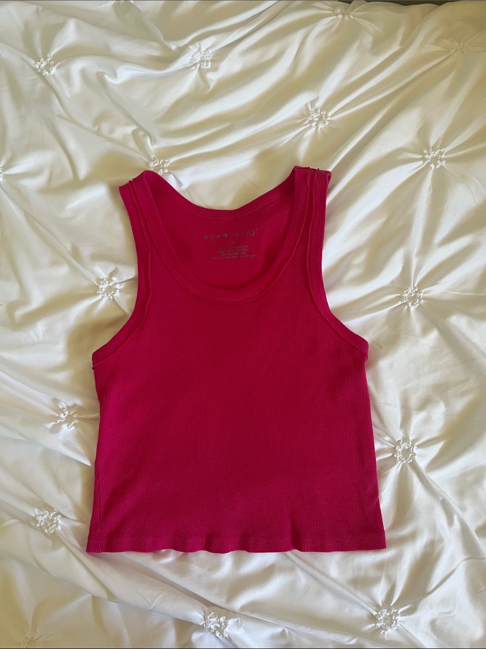 eye candy Ribbed Hot Pink Tank Top